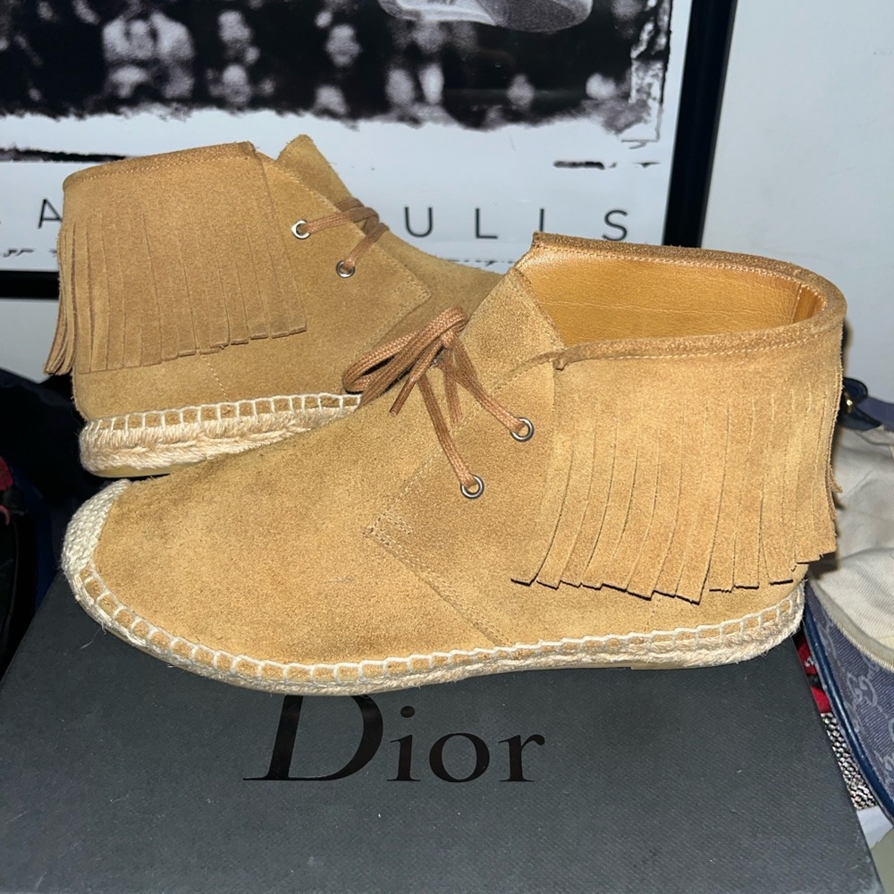 YVES Saint Lauren Espadrilles Suede Fringed Desert Boots